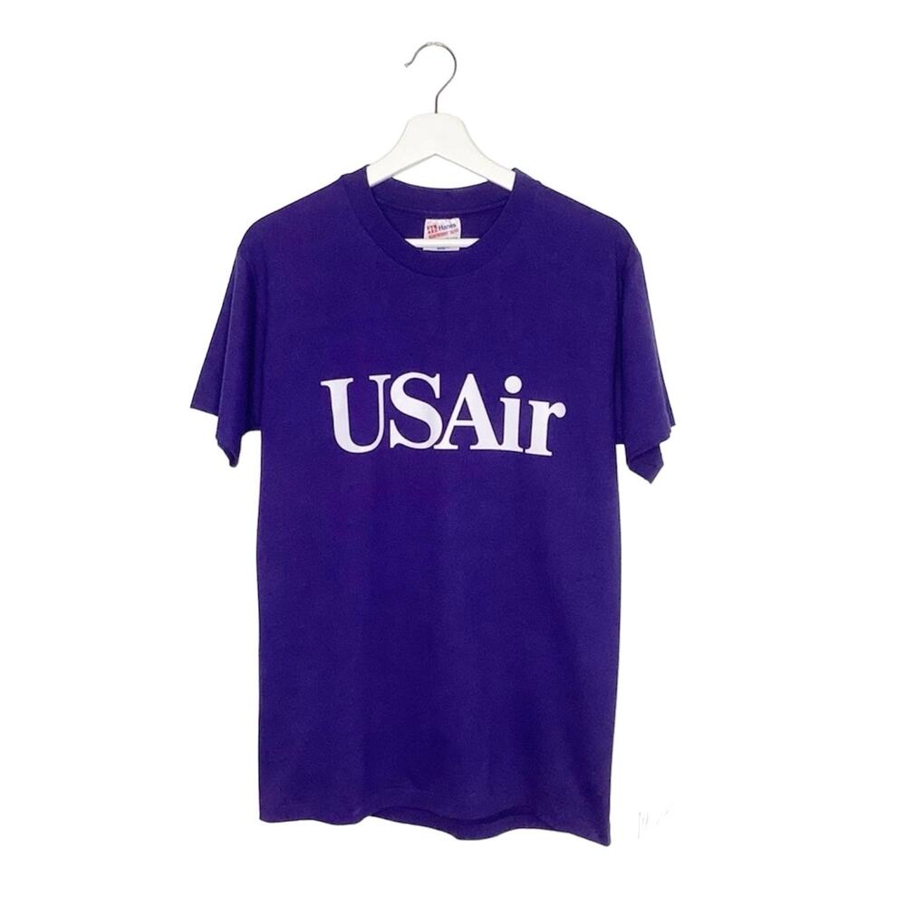 US Air Vintage Single Stitch Purple & White Graphic Short Sleeve Tee Medium